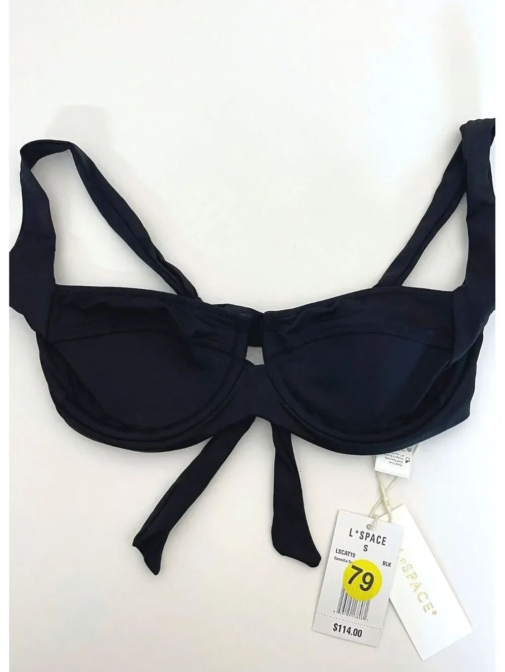 NWT L*Space Camellia Bikini Top White Adjustable Strap Swimwear Size Small